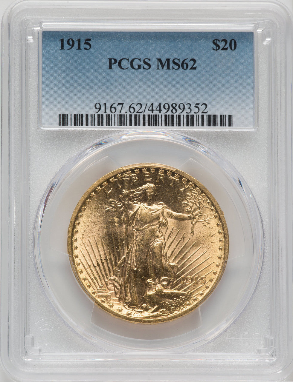 1915 $20 Saint-Gaudens Double Eagle PCGS MS62