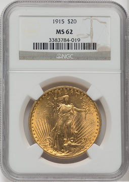 1915 $20 Saint-Gaudens Double Eagle NGC MS62