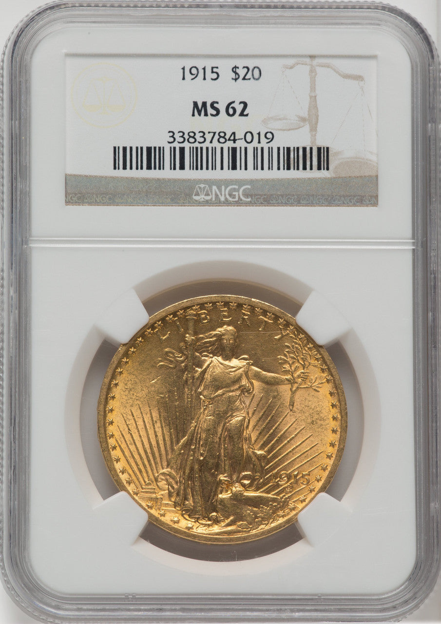 1915 $20 Saint-Gaudens Double Eagle NGC MS62