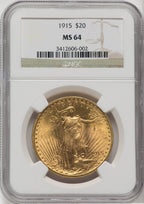 1915 $20 Saint-Gaudens Double Eagle NGC MS64
