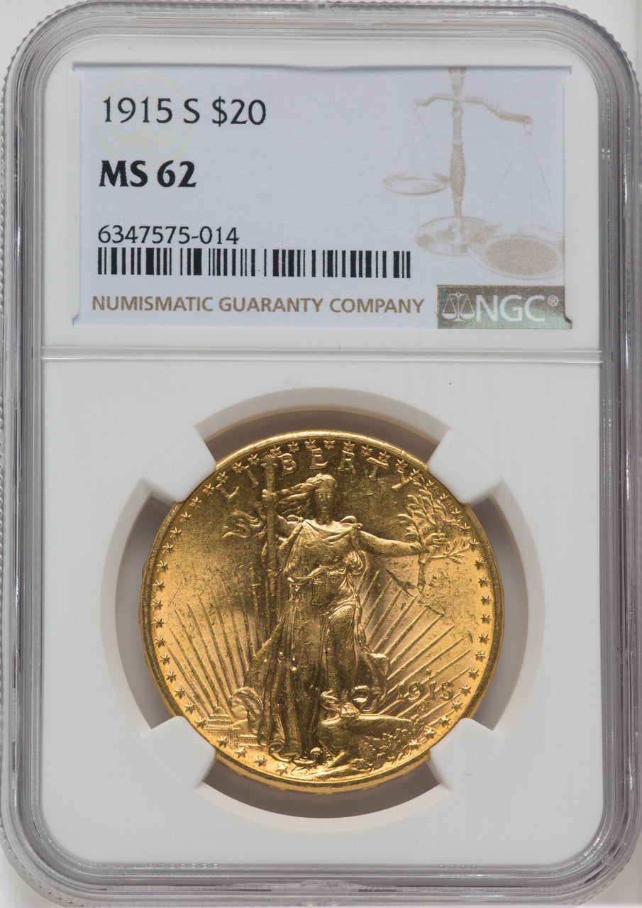 1915-S $20 Saint-Gaudens Double Eagle NGC MS62 (760232008)