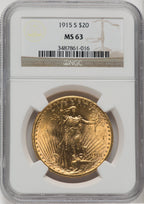 1915-S $20 Saint-Gaudens Double Eagle NGC MS63