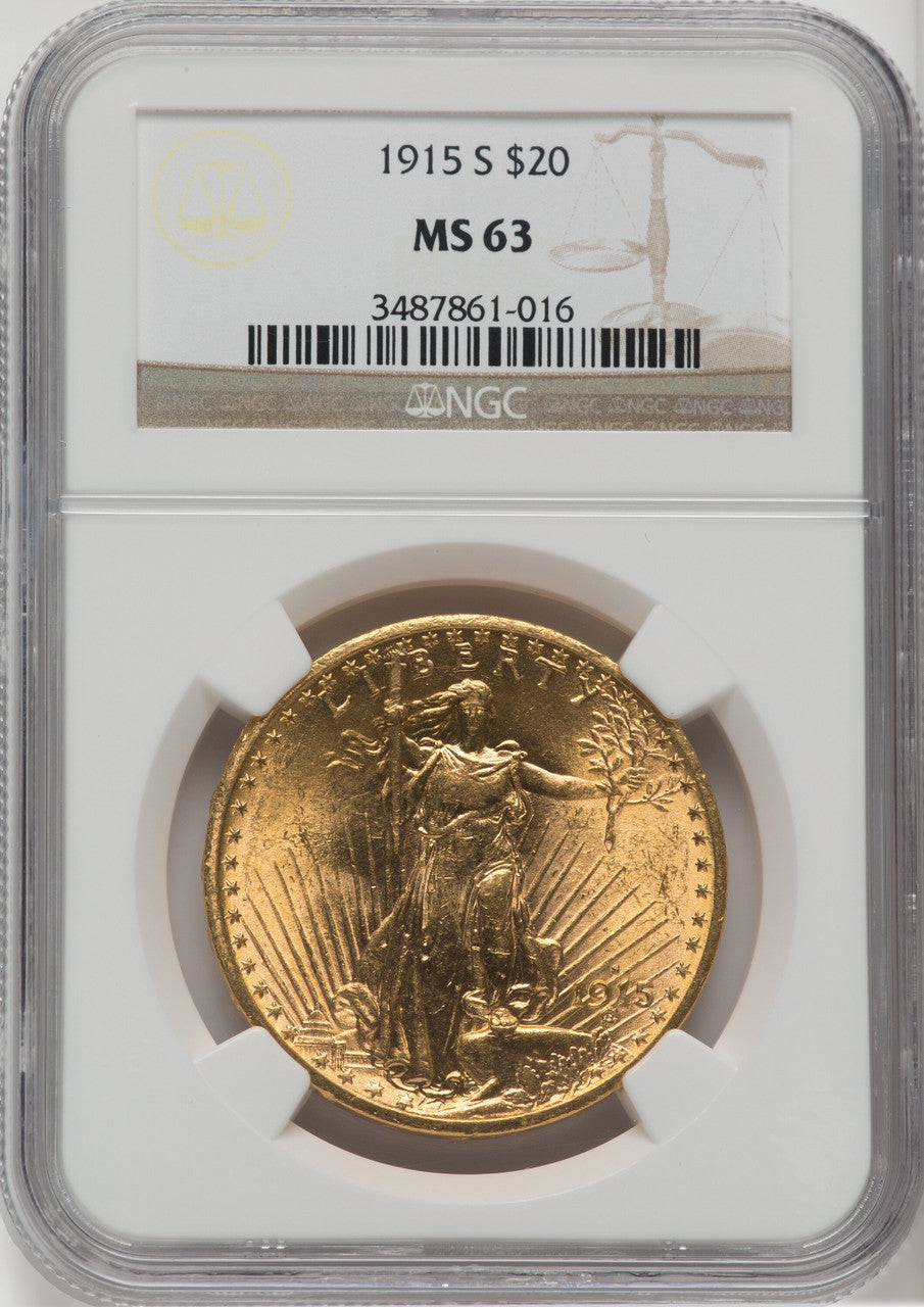 1915-S $20 Saint-Gaudens Double Eagle NGC MS63