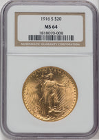 1916-S $20 Saint-Gaudens Double Eagle NGC MS64