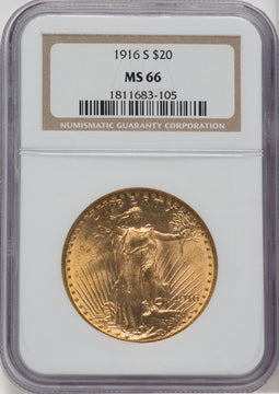 1916-S $20 Saint-Gaudens Double Eagle NGC MS66 (761279036)