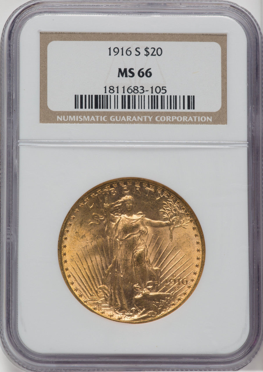 1916-S $20 Saint-Gaudens Double Eagle NGC MS66 (761279036)