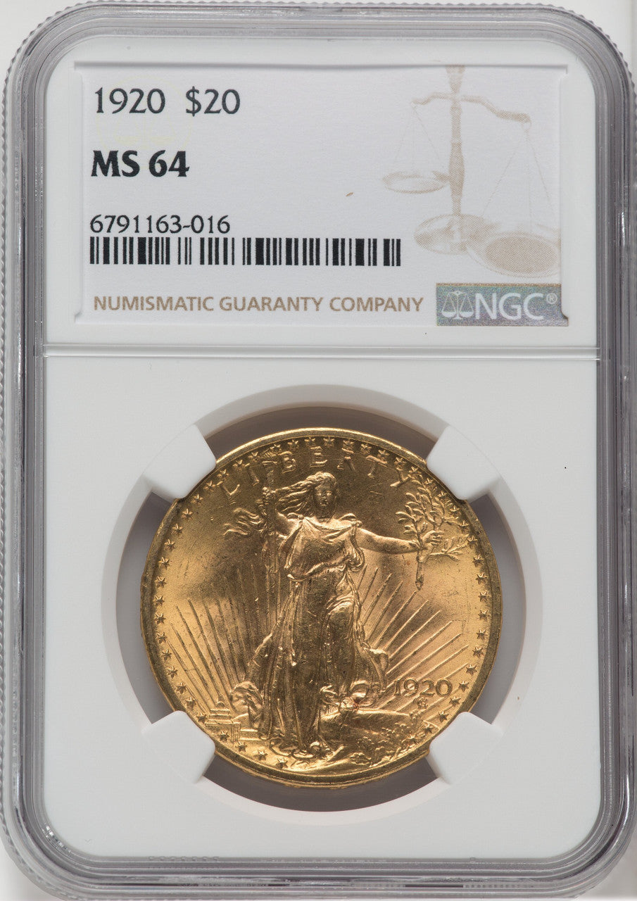 1920 $20 Saint-Gaudens Double Eagle NGC MS64
