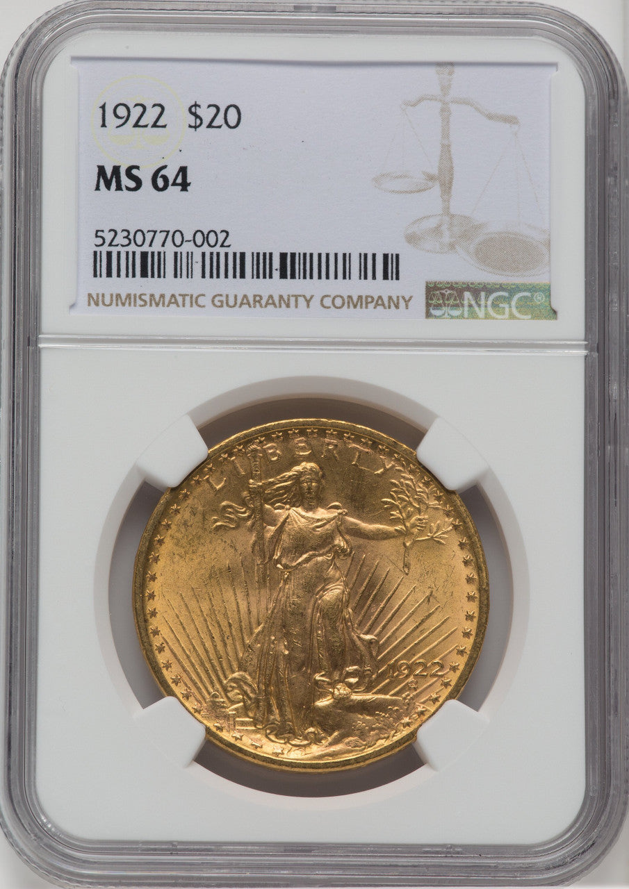 1922 $20 Saint-Gaudens Double Eagle NGC MS64