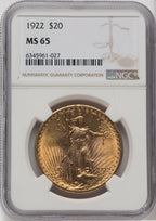 1922 $20 Saint-Gaudens Double Eagle NGC MS65