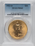 1923-D $20 Saint-Gaudens Double Eagle PCGS MS62