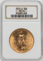 1923-D $20 Saint-Gaudens Double Eagle NGC MS64