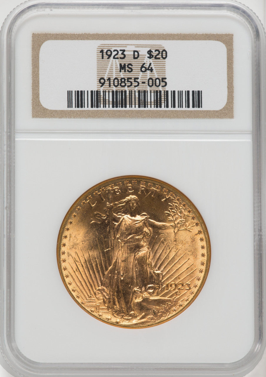 1923-D $20 Saint-Gaudens Double Eagle NGC MS64