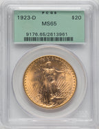 1923-D $20 Saint-Gaudens Double Eagle PCGS MS65