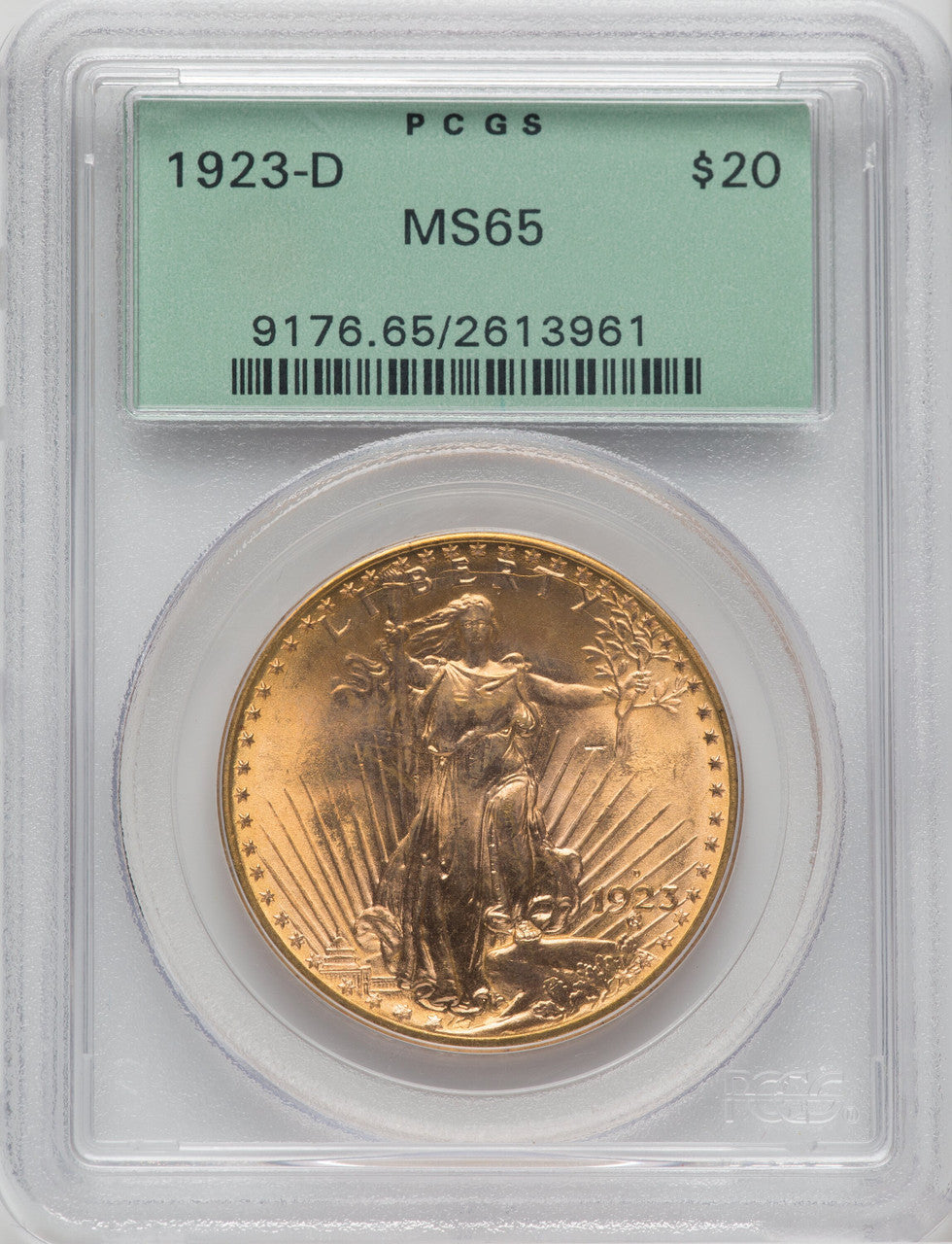 1923-D $20 Saint-Gaudens Double Eagle PCGS MS65
