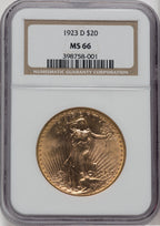 1923-D $20 Saint-Gaudens Double Eagle NGC MS66