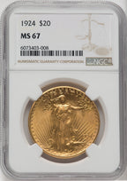 1924 $20 Saint Saint-Gaudens Double Eagle NGC MS67