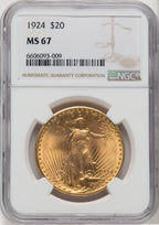 1924 $20 Saint Saint-Gaudens Double Eagle NGC MS67 (759923027)