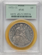 1873-CC S$1 Seated Dollar PCGS XF45