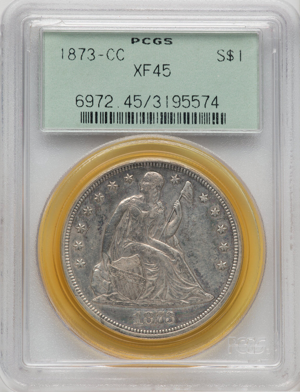 1873-CC S$1 Seated Dollar PCGS XF45