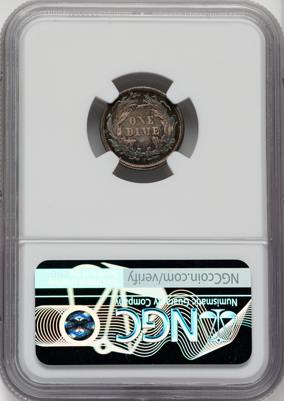 1873 No Arrows Closed 3 Proof Seated Dime NGC PR66