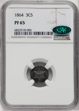 1864 3CS CAC Proof Three Cent Silver NGC PR65