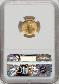2016-W 10C Mercury Dime Gold 100th Anniversary FDI Mercanti Mercury Dime NGC MS70