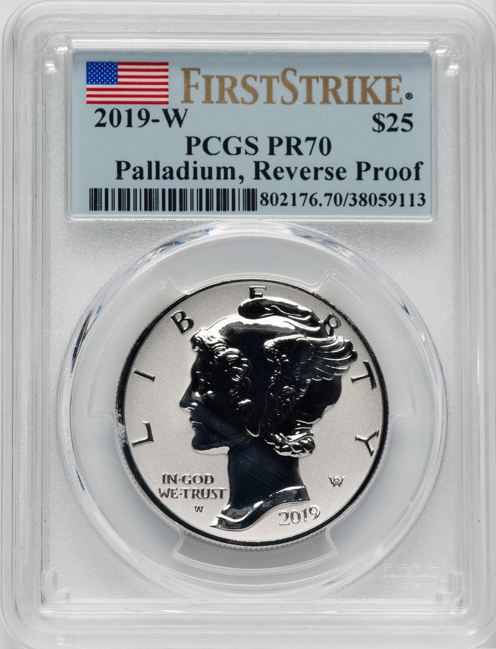 2019-W $25 Palladium Reverse Proof First Strike PCGS PR70 (759707001)