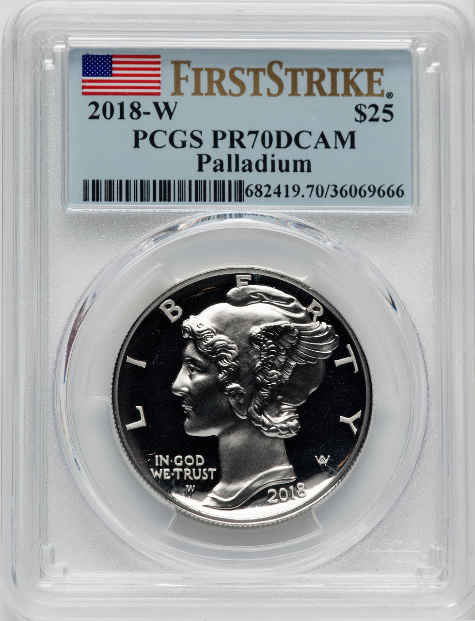 2018-W $25 Palladium First Strike PCGS PR70 (761495002)
