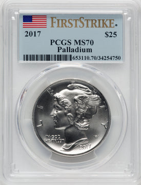 2017 $25 Palladium High Relief First Strike PCGS MS70