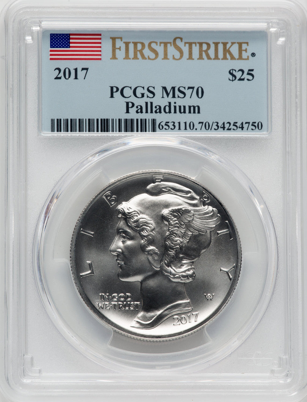 2017 $25 Palladium High Relief First Strike PCGS MS70