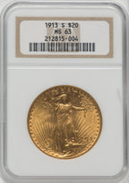 1913-S $20 Saint-Gaudens Double Eagle NGC MS63