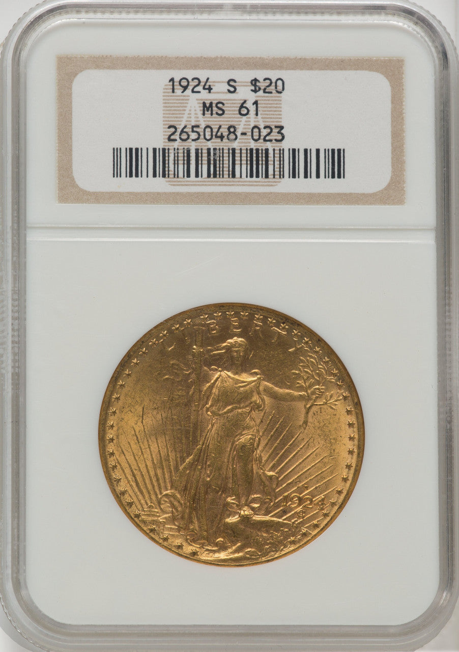 1924-S $20 Saint-Gaudens Double Eagle NGC MS61