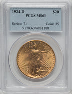 1924-D $20 Saint-Gaudens Double Eagle PCGS MS63