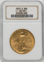 1925-S $20 Saint-Gaudens Double Eagle NGC AU58
