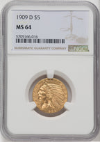 1909-D $5 Indian Half Eagle NGC MS64