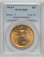 1913-S $20 Saint-Gaudens Double Eagle PCGS MS63