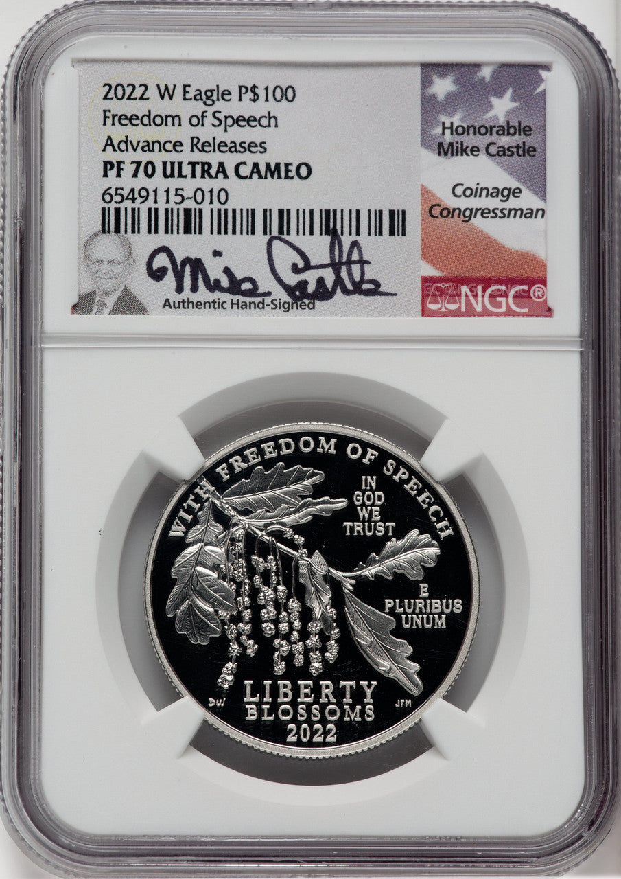 2022-W $100 One-Ounce Platinum Eagle Freedom of Speech Advance Release NGC PF70