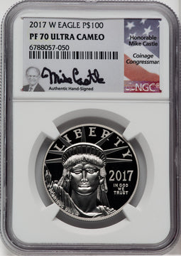 2017-W $100 One-Ounce Platinum Eagle Statue of Liberty 20th Anniversary NGC PF70