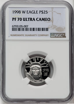1998-W $25 Quarter-Ounce Platinum Eagle Statue of Liberty NGC PF70