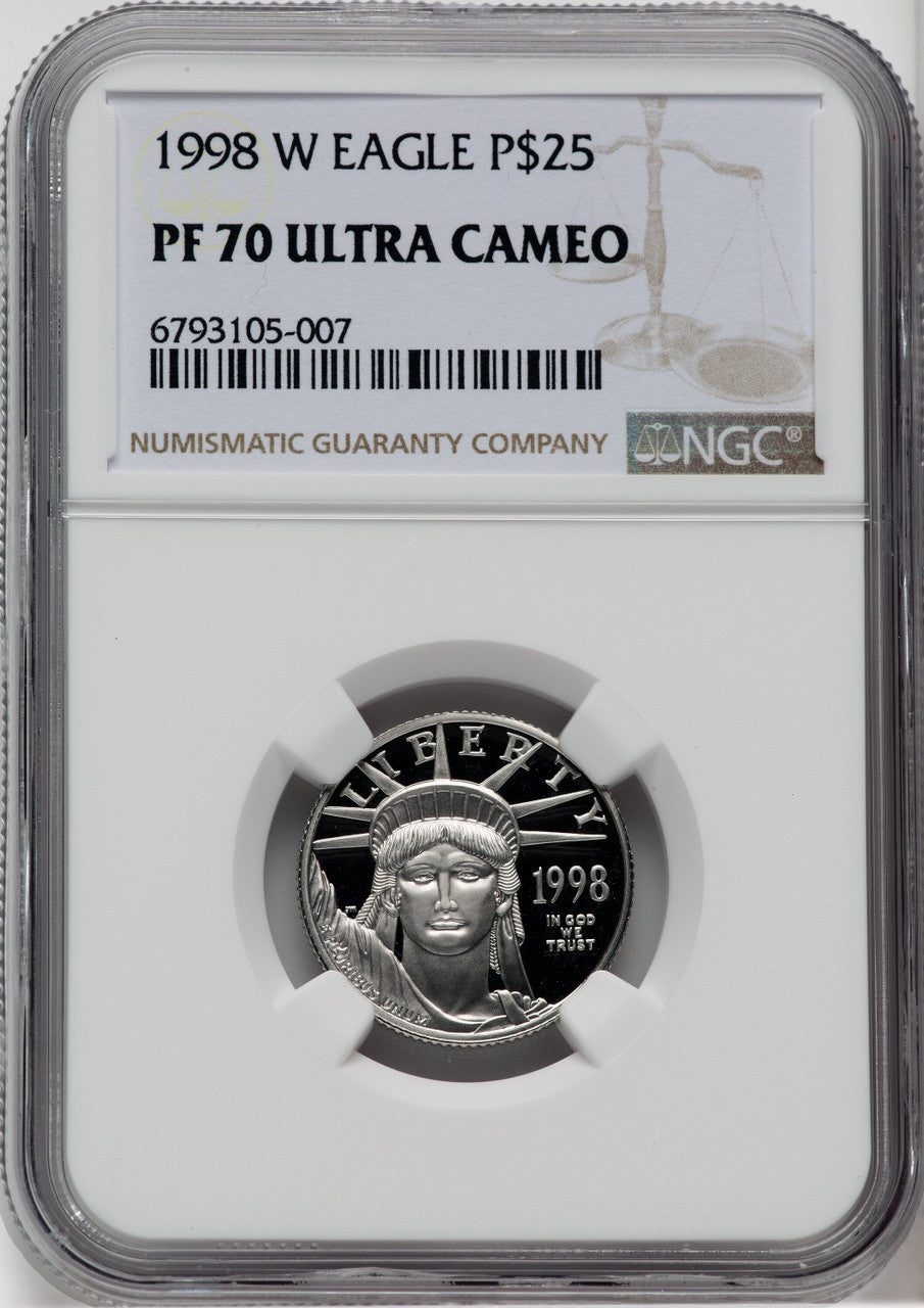 1998-W $25 Quarter-Ounce Platinum Eagle Statue of Liberty NGC PF70