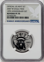 2007-W $50 Half-Ounce Platinum Eagle Reverse Proof CACG PR70