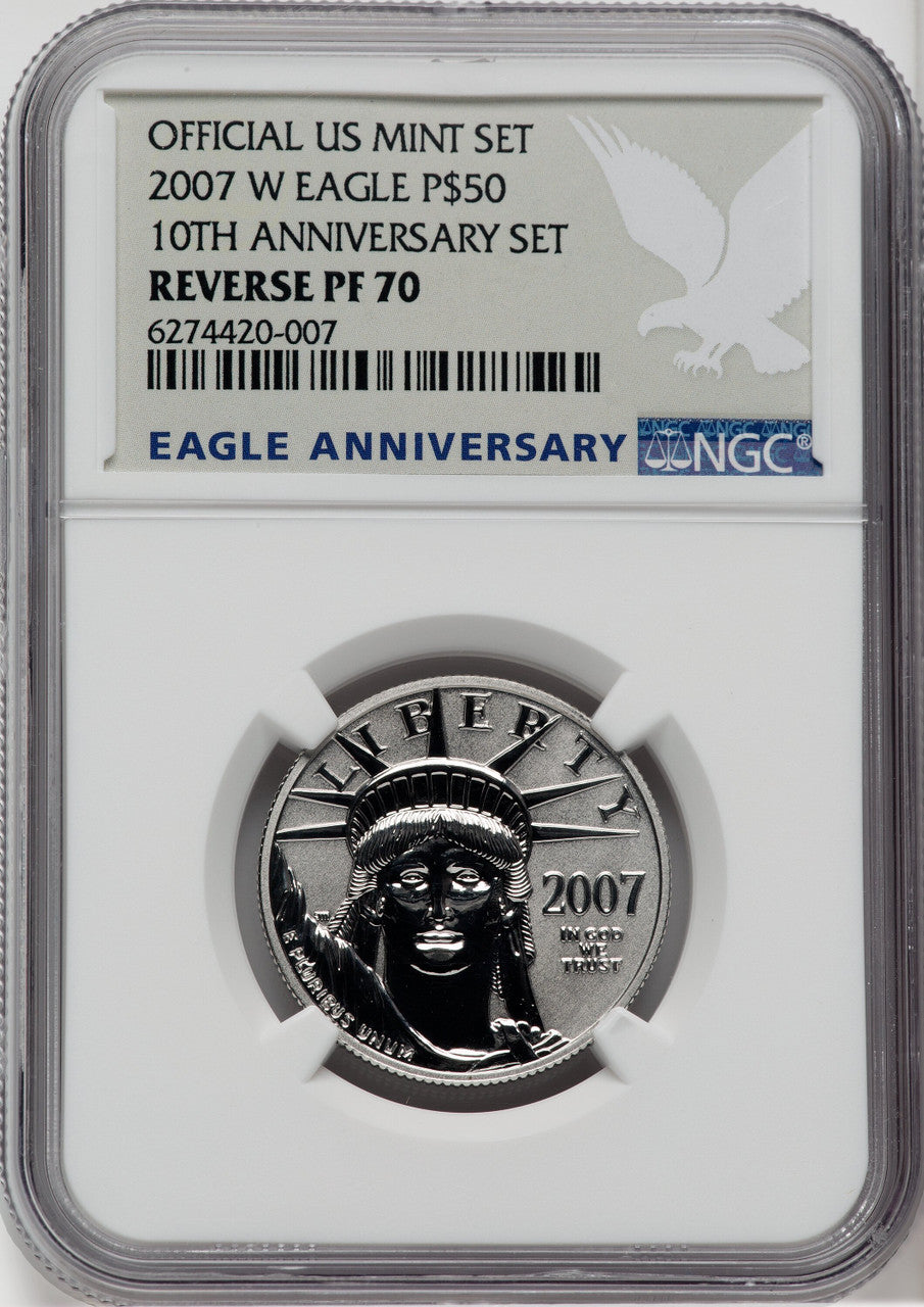 2007-W $50 Half-Ounce Platinum Eagle Reverse Proof CACG PR70