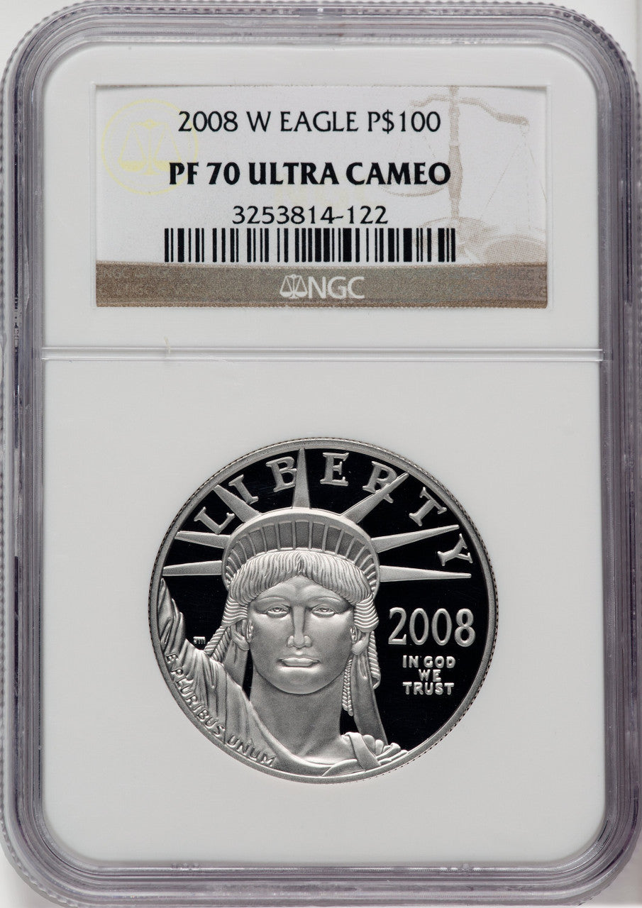 2008-W $100 One-Ounce Platinum Eagle Statue of Liberty NGC PF70