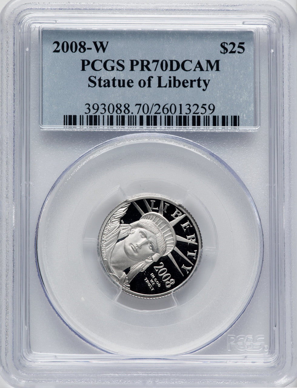 2008-W $25 Quarter-Ounce Platinum Eagle Statue of Liberty PCGS PR70