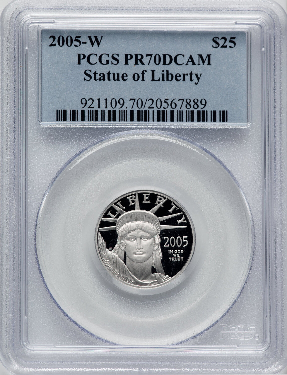 2005-W $25 Quarter-Ounce Platinum Eagle Statue of Liberty PCGS PR70