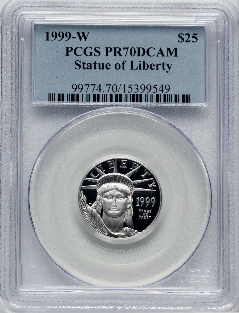 1999-W $25 Quarter-Ounce Platinum Eagle Statue of Liberty PCGS PR70