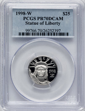 1998-W $25 Quarter-Ounce Platinum Eagle Statue of Liberty PCGS PR70