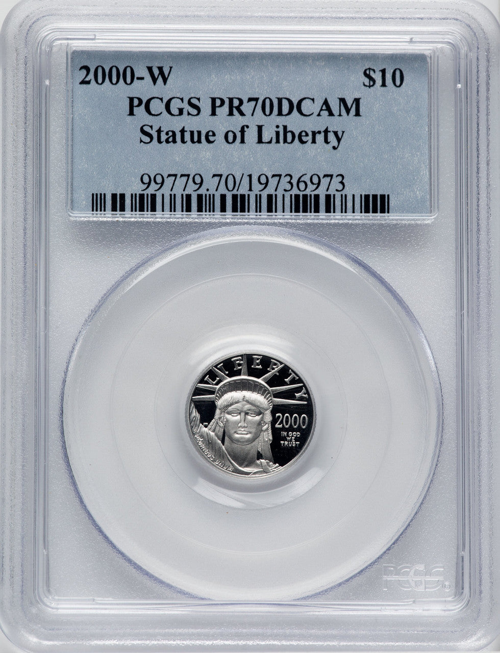 2000-W $10 Tenth-Ounce Platinum PCGS PR70