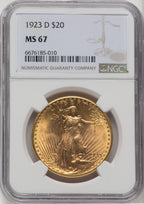 1923-D $20 Saint-Gaudens Double Eagle NGC MS67