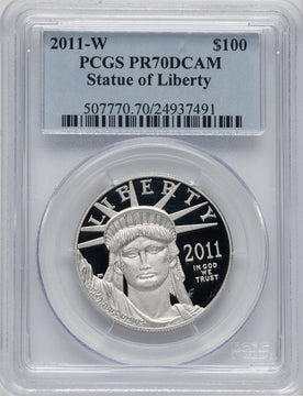 2011-W $100 One-Ounce Platinum Eagle Statue of Liberty PCGS PR70